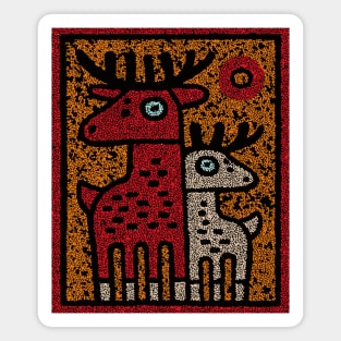 Deer Family Woodland Design – Reindeer Art Print Tee Magnet